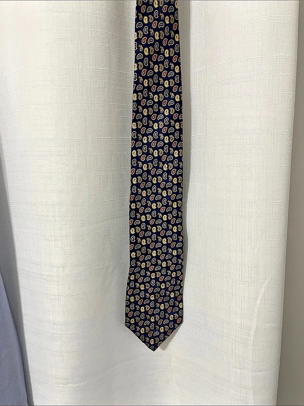 XMI Paisley Silk Tie in Blue & Gold Like New